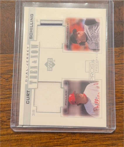 2001 Upper Deck Then & Now #TN-CS Curt Schilling Dual Jersey — front
