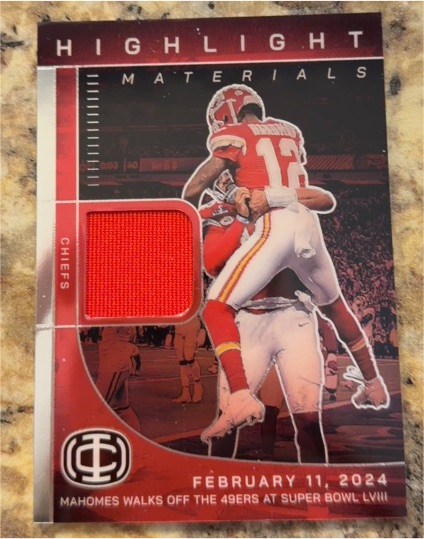 2025 Panini ICONS #HM-4 Patrick Mahomes Highlight Materials — front