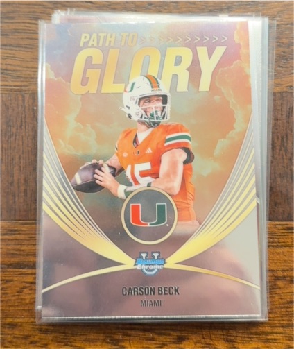 2025 Bowman Chrome University #PG-1 Carson Beck Path to Glory Miami Hurricanes — front