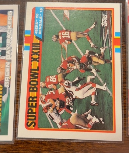 1989 Topps #1 Super Bowl XXIII Joe Montana — front