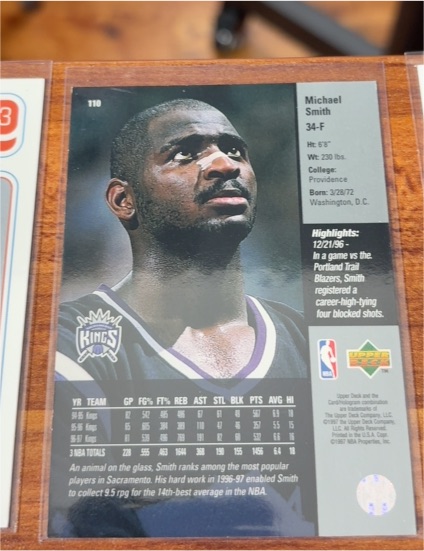 1996 Upper Deck #110 Michael Smith — front