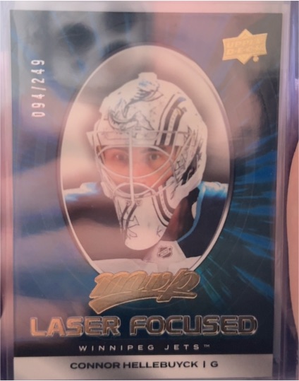 2025-26 Upper Deck MVP Laser Focused #LF-16 Connor Hellebuyck — front