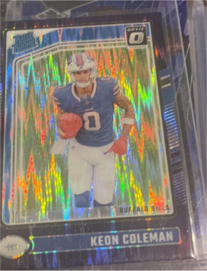 2024 Donruss Optic #263 Keon Coleman Purple Shock Prizm Rated Rookie — front