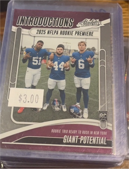 2025 Panini Absolute Introductions #I-CSO Cam Skattebo/Jaxson Dart/Abdul Carter — front