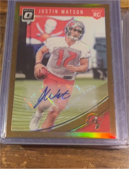 2018 Donruss Optic #112 Justin Watson Bronze Rookie Autograph — front