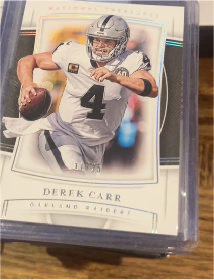 2019 Panini National Treasures #83 Derek Carr — front