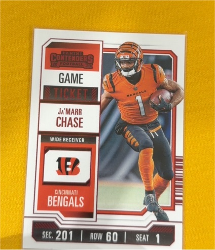 2023 Panini Contenders #21 Ja'Marr Chase Bronze Game Ticket — front