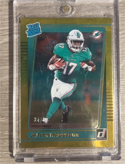 2021 Donruss #263 Jaylen Waddle Rated Rookie Press Proof Premium Gold — front