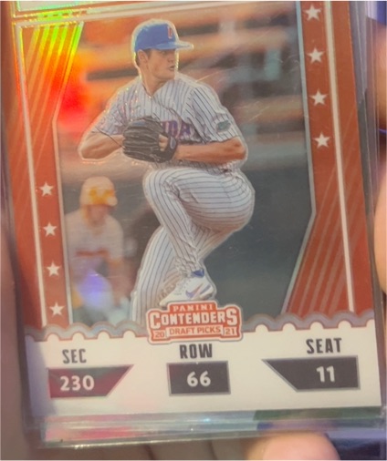 2021 Panini Contenders Draft Picks College Ticket #Sec230 Row66 Seat11 — front