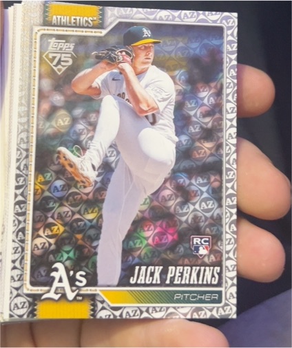 2026 Topps Series 1 #206 Jack Perkins Diamante Foil Athletics Rookie Card — front