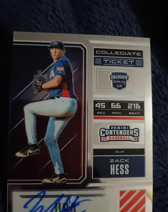2018 Panini Contenders Elite Extra Edition USA Collegiate Ticket #USA-ZH Zack Hess — front