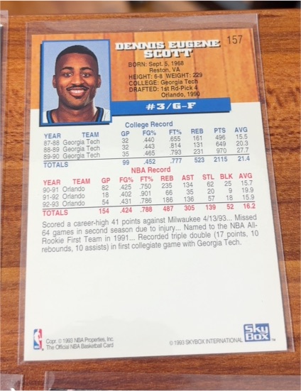 1990 SkyBox #157 Dennis Scott — front