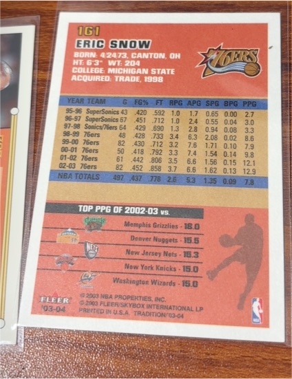 2003-04 Fleer #161 Eric Snow — front