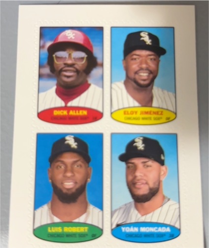 2023 Topps Heritage 1974 Baseball Stamps #74BS-53-56 Dick Allen Eloy Jimenez Luis Robert Yoán Moncada — front