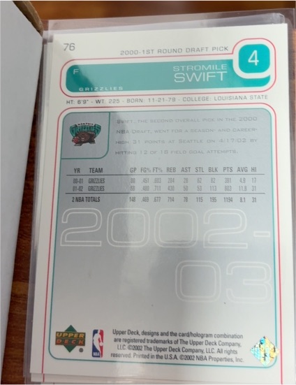 2000 Upper Deck Slam #76 Stromile Swift — front