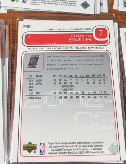 2001 Upper Deck #355 Charles Smith — front