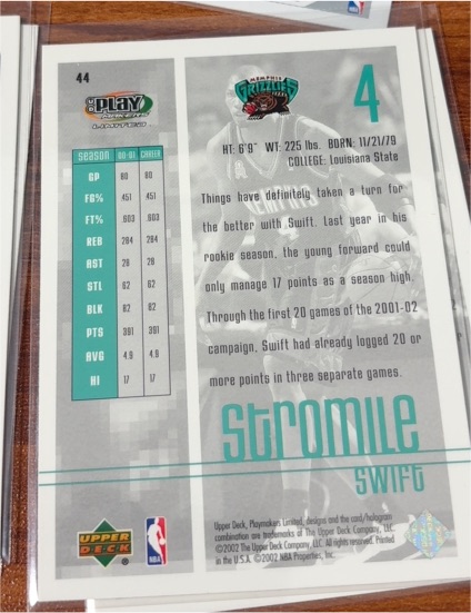 2001-02 Upper Deck #44 Stromile Swift — front