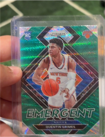 2021-22 Panini Prizm #19 Quentin Grimes Emergent Green Wave Rookie — front
