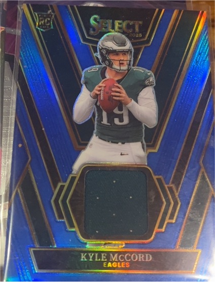 2025 Panini Select #RSW-KMD Kyle McCord Rookie Swatches Blue Prizm — front