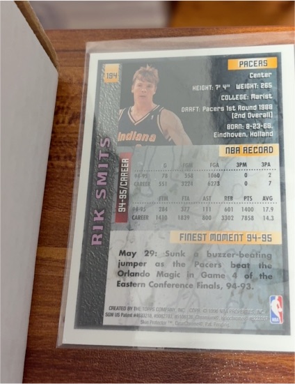 1994-95 SkyBox NBA Hoops #194 Rik Smits — front