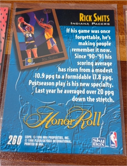 1996 SkyBox Honor Roll #260 Rik Smits — front
