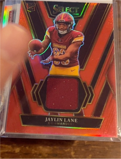 2025 Panini Select #RSW-JLE Jaylin Lane Rookie Swatches Red Prizm — front