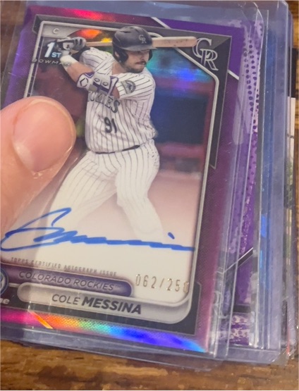 2024 Bowman Chrome Draft #CPA-CME Cole Messina — front