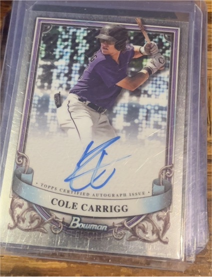 2024 Bowman Sterling Prospect Autographs #PA-CC Cole Carrigg — front