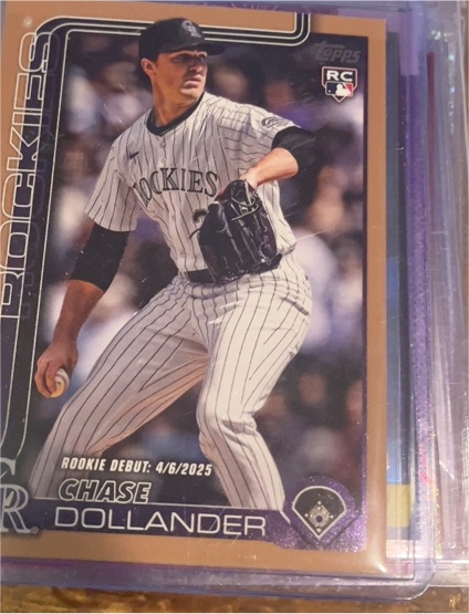 2025 Topps Update #US259 Chase Dollander Rookie Debut Gold Parallel — front