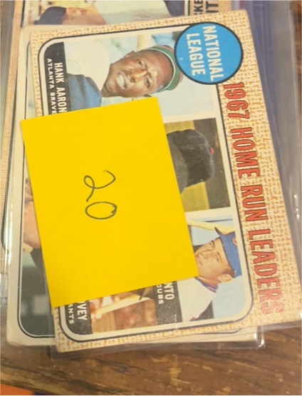 1968 Topps #5 National League 1967 Home Run Leaders Hank Aaron Ron Santo Willie McCovey — front