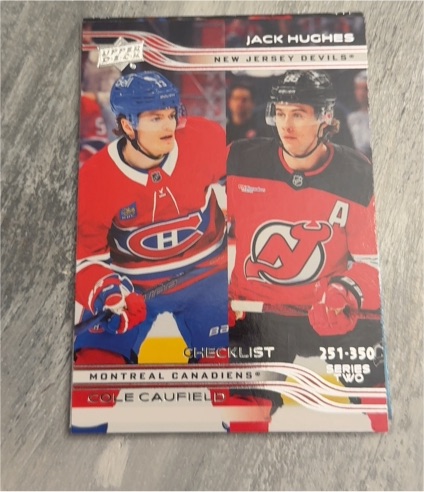 2025-26 Upper Deck Series 2 #449 Jack Hughes/Cole Caufield Checklist — front
