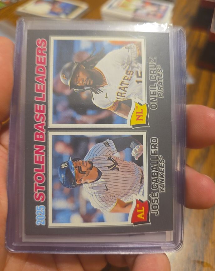 2026 Topps Heritage #4 2025 Stolen Base Leaders José Caballero / Oneil Cruz — front
