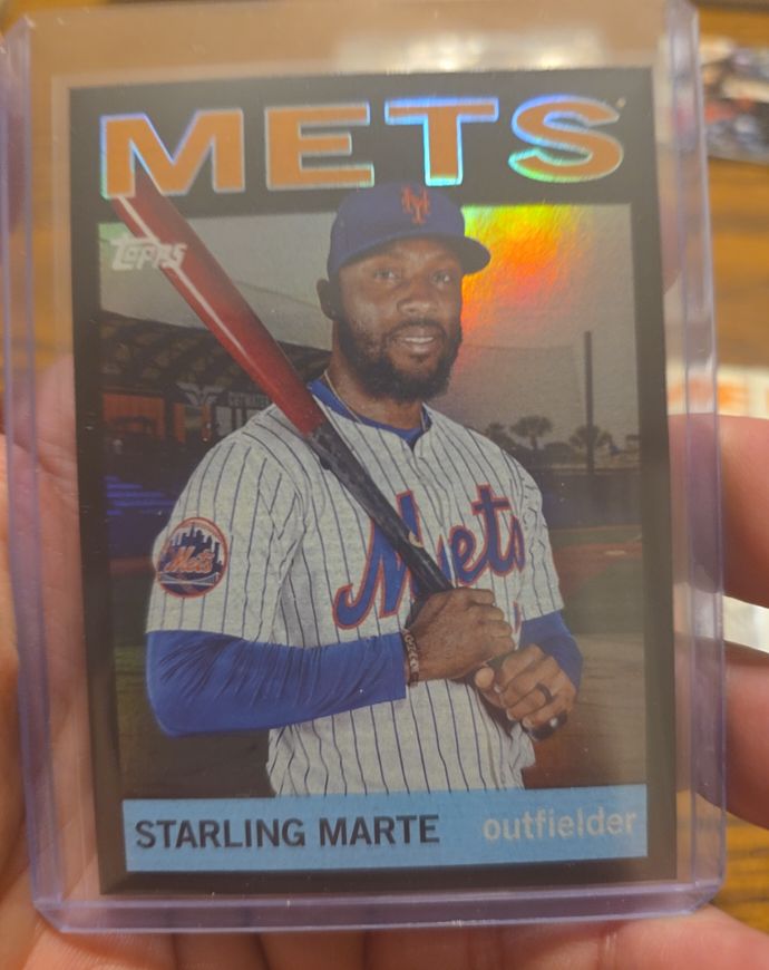 2025 Topps Archives Black Foilboard #92 Starling Marte New York Mets — front