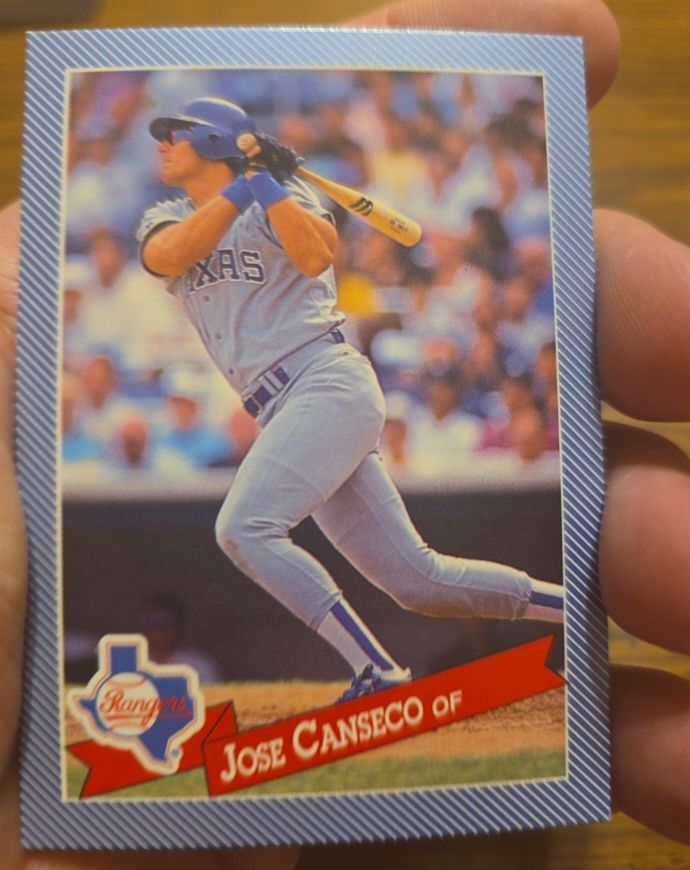 1993 Hostess #10 Jose Canseco Texas Rangers — front
