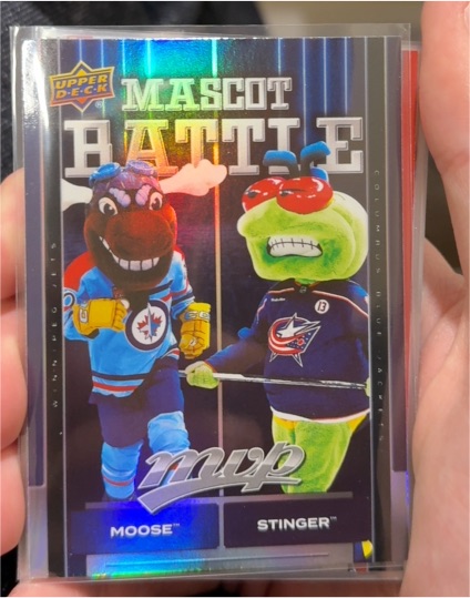 2025-26 Upper Deck MVP #MB-13 Mick E Moose / Stinger Mascot Battle — front