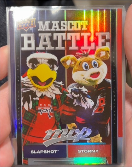 2025-26 Upper Deck MVP #MB-12 Slapshot / Stormy Mascot Battle — front