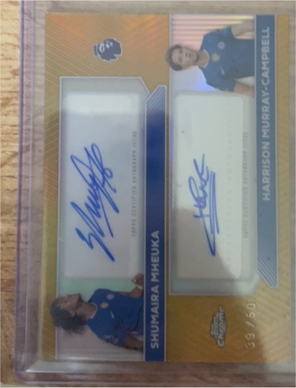 2026 Topps Chrome Premier League Dual Auto Shumaira Mheuka & Harrison Murray-Campbell — front