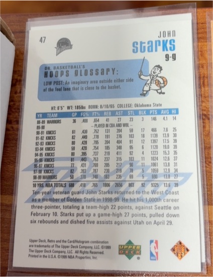 1999 Upper Deck Retro #47 John Starks — front