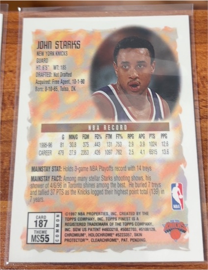 1995-96 Topps Finest #187 John Starks — front
