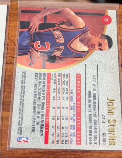 1995 Bowman's Best #20 John Starks — front