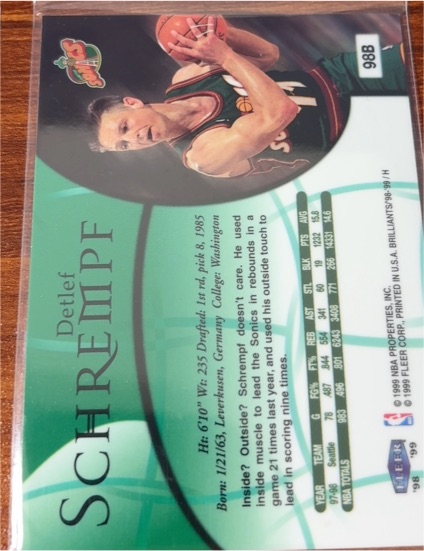 1998 Fleer Brilliants #98B Detlef Schrempf — front