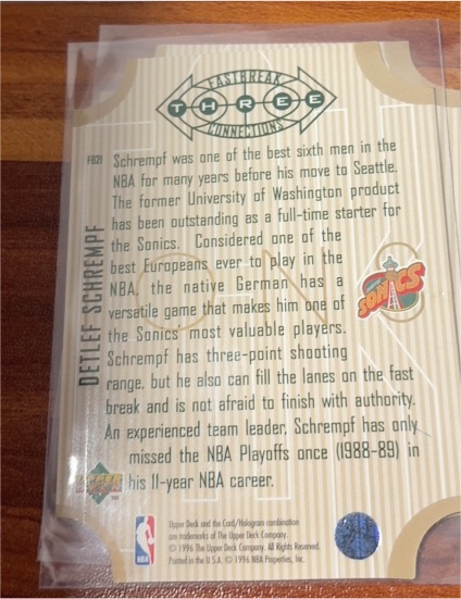 1995 Upper Deck Eastbreak #FB21 Detlef Schrempf — front