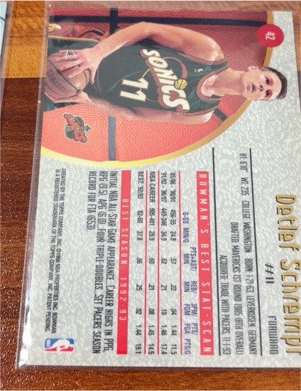 1996 Bowman #42 Detlef Schrempf — front