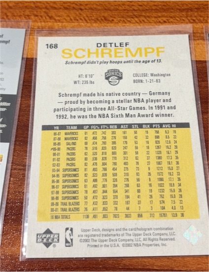 1992-93 Upper Deck #168 Detlef Schrempf — front