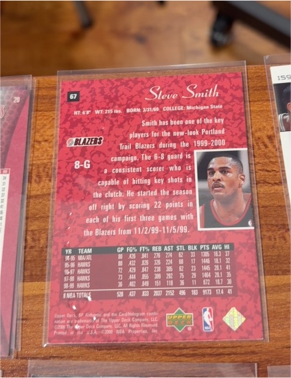 1999 Upper Deck #67 Steve Smith — front