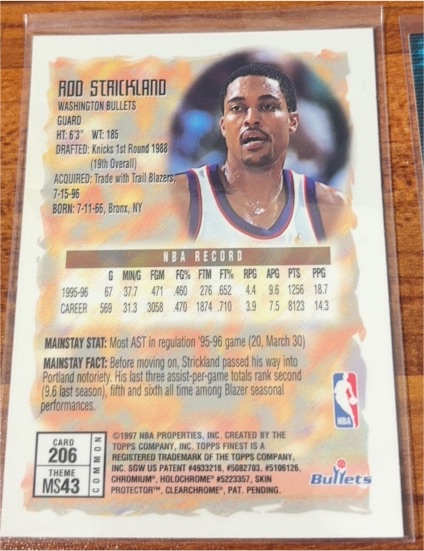 1996-97 Topps Finest #206 Rod Strickland — front