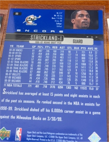 1999-00 Upper Deck Encore #89 Rod Strickland — front
