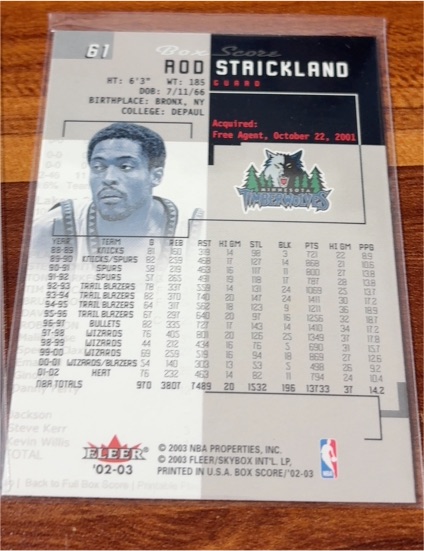 2002-03 Fleer Box Score #61 Rod Strickland — front