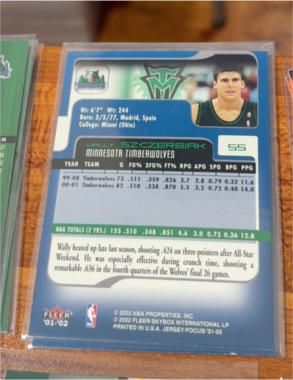 2001-02 Fleer Jersey Focus #55 Wally Szczerbiak — front