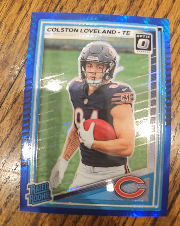 2025 Donruss Optic #204 Colston Loveland Rated Rookie Blue Hyper — front